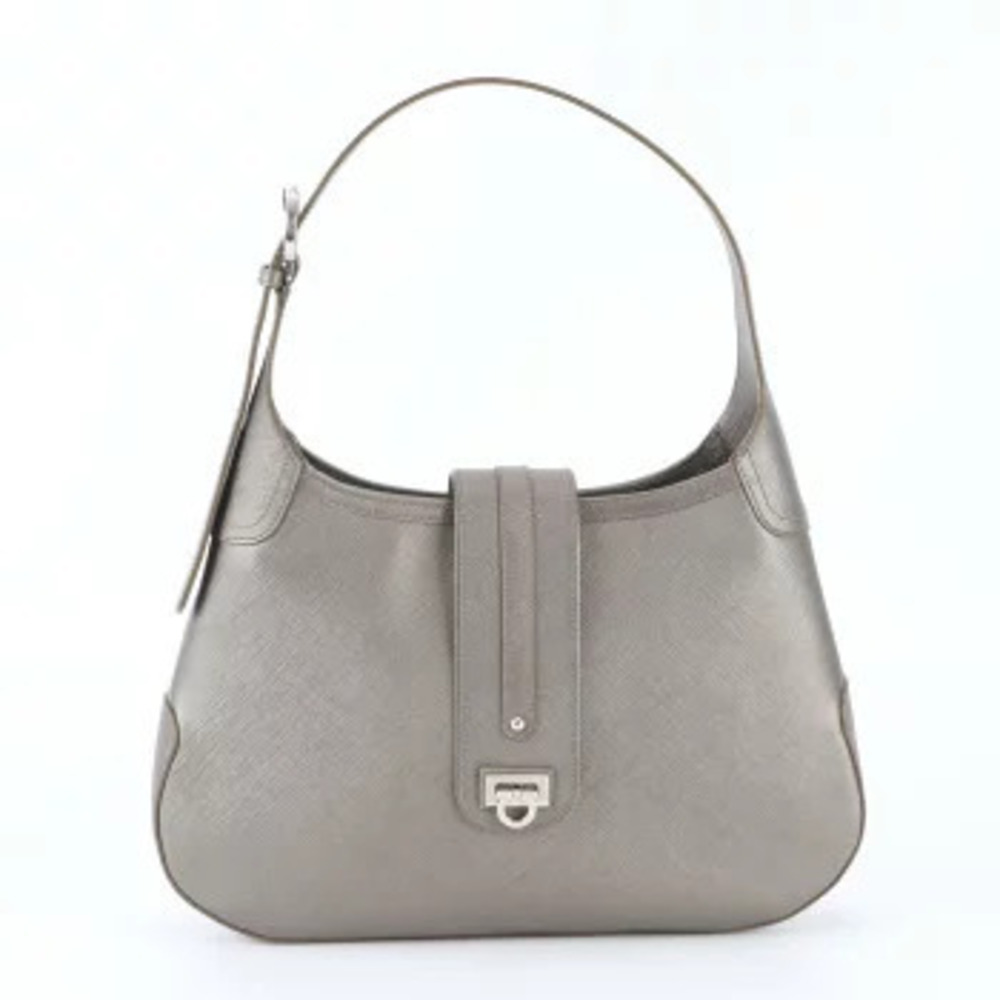 Salvatore Ferragamo Gancini Leather Shoulder Bag Handbag EIM